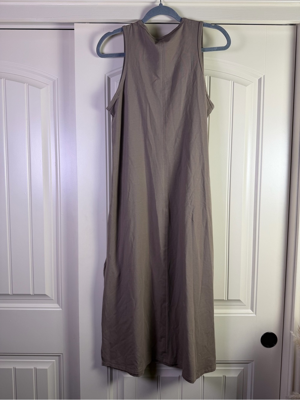 Athleta Taupe Sleeveless Midi Maxi Dress with Side slit